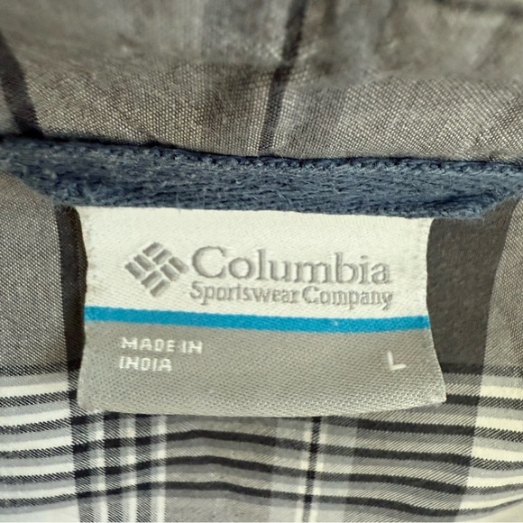 Columbia 100% Cotton‎ Gray Plaid Short Sleeve Button Collared Shirt Men’s L EUC - Picture 8 of 12
